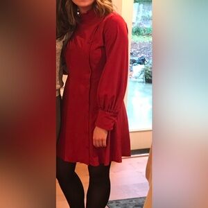 Who What Wear Red Dress Long puff sleeve size M